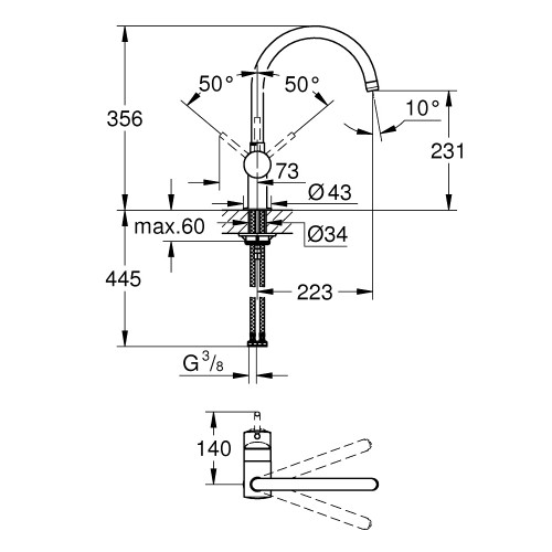 Grohe bateria VENTO chrom 30427000