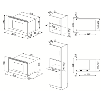 Smeg - Kuchenka mikrofalowa do zabudowy z Cortina Selezione MP722AO