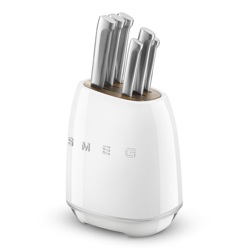 SMEG - Blok z zestawem 6 noży biały, KBSF02WH