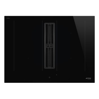 Smeg - Płyta indukcyjna ze zintegrowanym okapem 70 cm z linii Universal czarna HOBD472D2