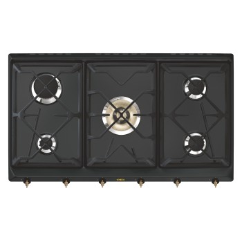 Smeg - Gazowa płyta kuchenna 90 cm z linii Coloniale antracytowa SRV896AOGH