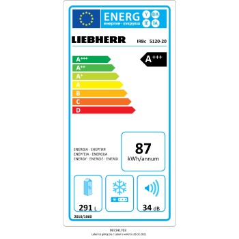 Liebherr - Chłodziarka do zabudowy zintegrowanej z systemem BioFresh IRBc 5120 plus BioFresh + 10 lat gwarancji