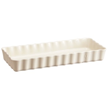 Emile Henry - Prostokątne naczynie ceramiczne do tarty- 36x15x5cm - kremowy EH026034