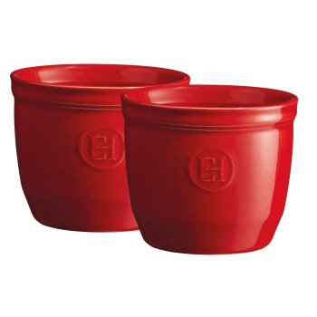 Emile Henry - Zestaw dwóch miseczek do zapiekania typu ramekin - N°9 - czerwony EH344009