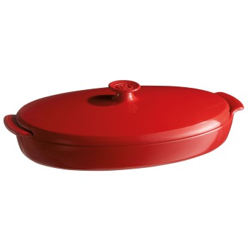 Emile Henry - Ceramiczne naczynie do gotowania ryb na parze - 42x25cm - czerwony