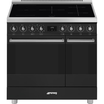 Smeg - Kuchnia wolnostojąca z płytą indukcyjną 90x60 cm z linii Classica czarny mat C92IPMB2 + mikser GRATIS