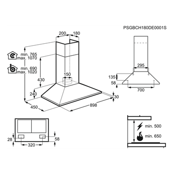 Electrolux Okap Kominkowy LFC319X