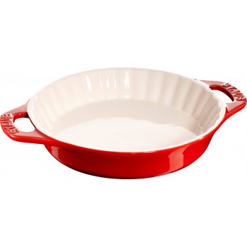 okrągły półmisek ceramiczny do ciast 2 ltr, czerwony