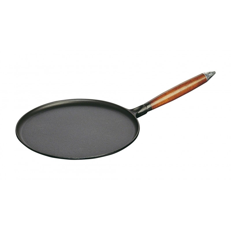 patelnia do naleśników z drewnianym uchwytem 28 cm, czarny