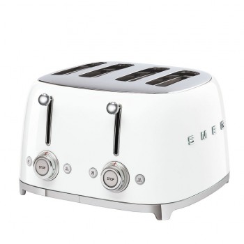 Smeg - Toster na 4 kromki, biały z linii 50's Style TSF03WHEU