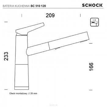 SCHOCK - Bateria z wyciąganą wylewką SC 50.120 Crystalite+ - Wyprzedaż ekspozycji