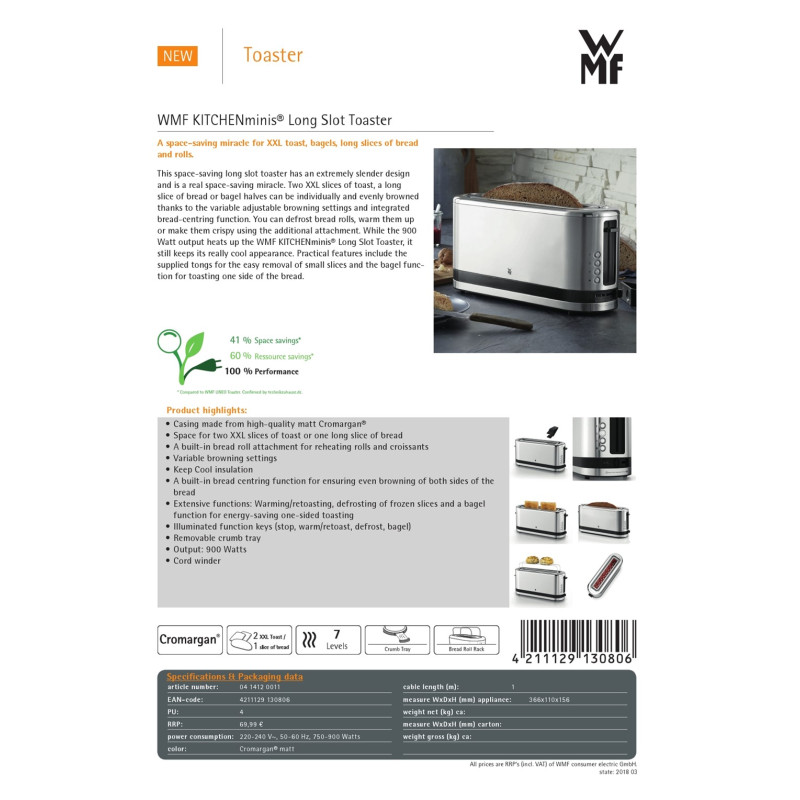 WMF EL - Toster Long Slot, KitchenMinis